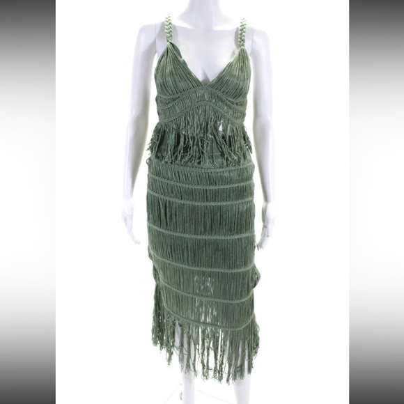 JONATHAN SIMKHAI Claudette Macrame Bralette & Cordelia Macrame Skirt S SET Jade - Picture 6 of 9